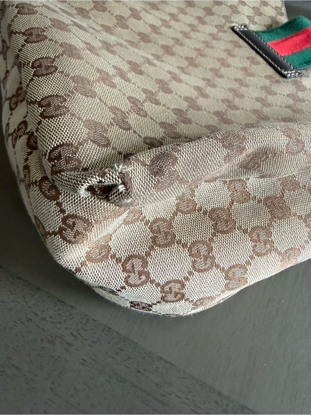 Gucci Web Monogram Canvas Hobo Bag